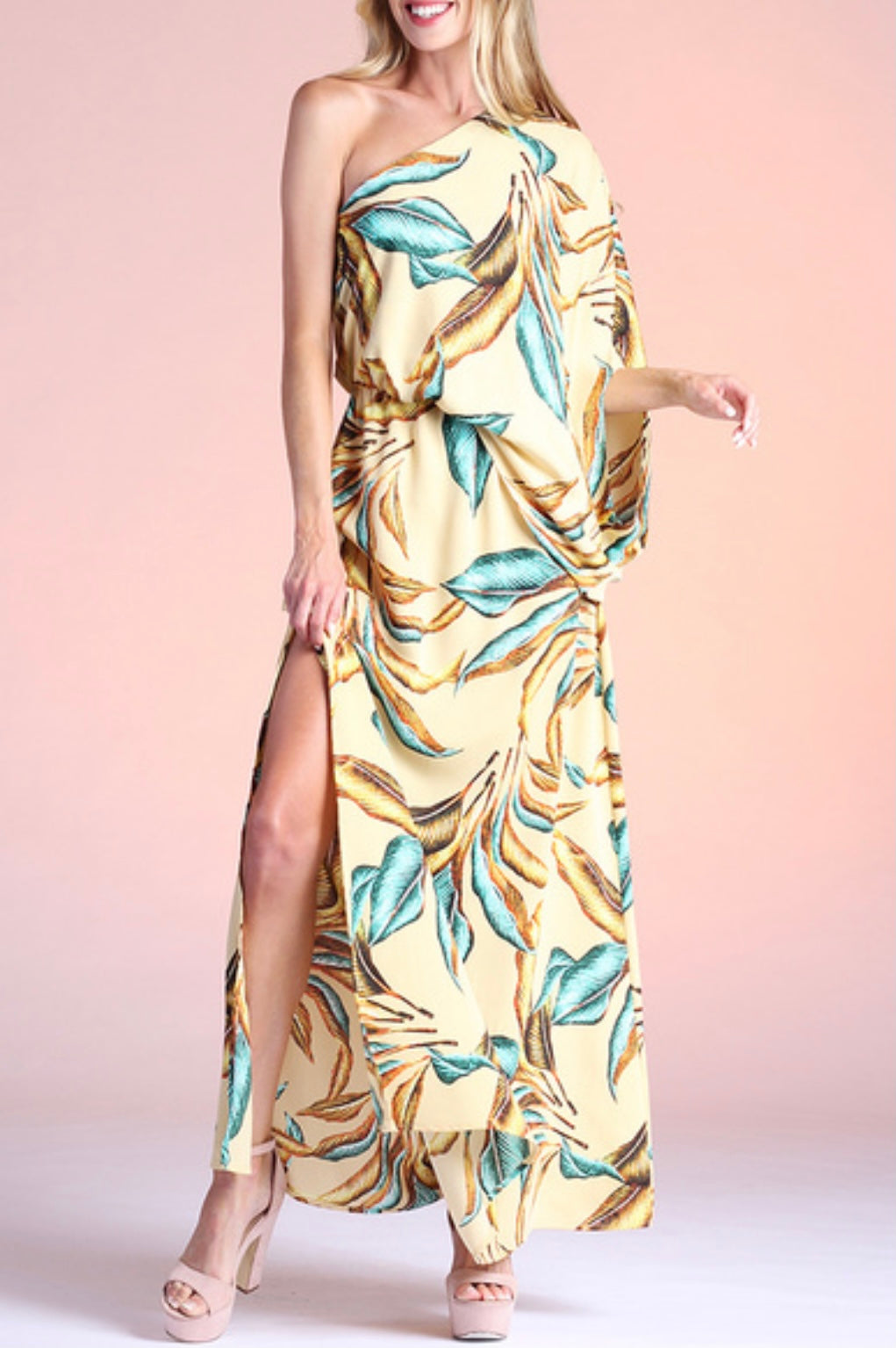 Tropical Print Slouchy One Shoulder ...